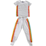 White Rainbow Sequin 2-Piece Jogger Set