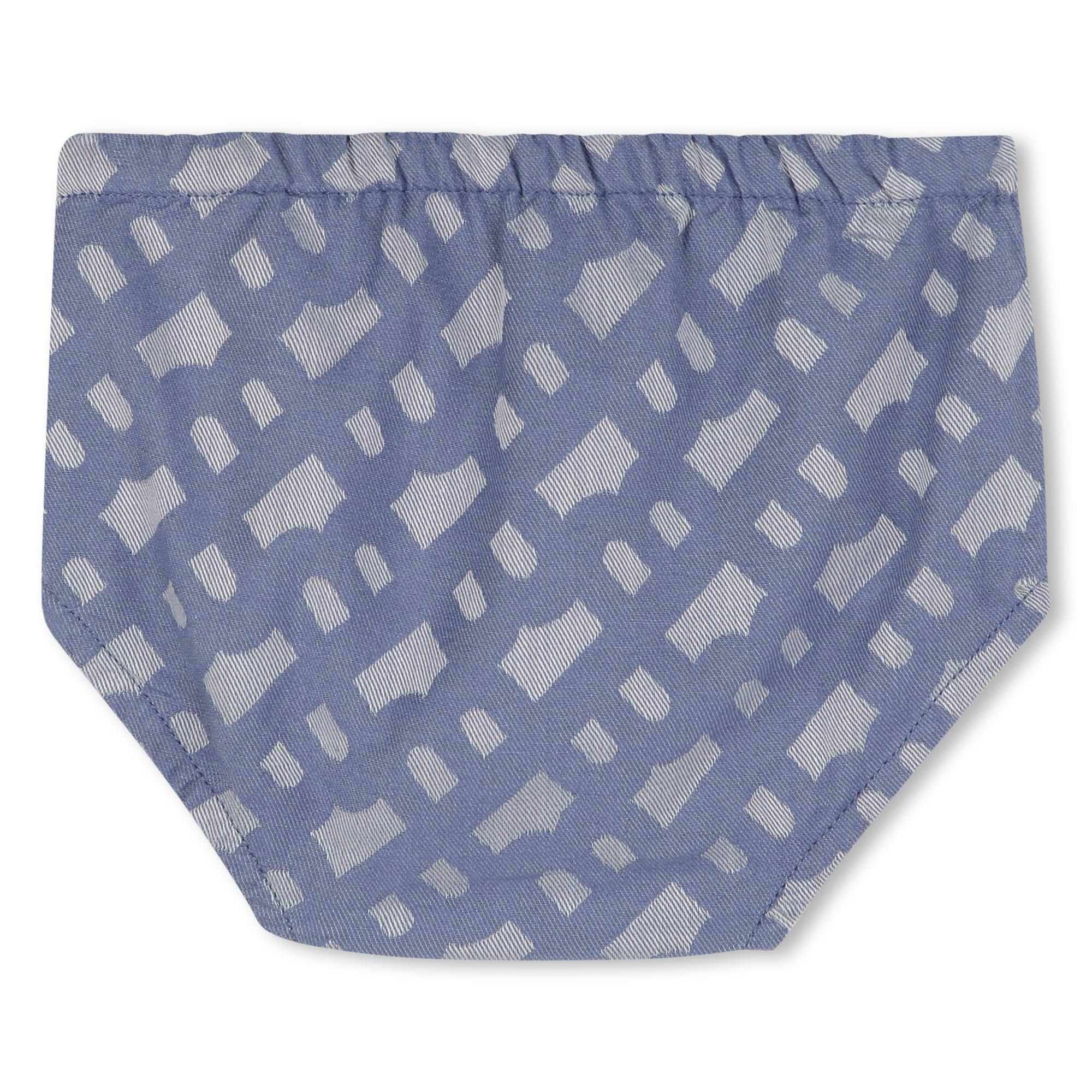 Blue Patterned Dress and Bloomers Set