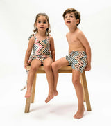 boy swim shorts checkers