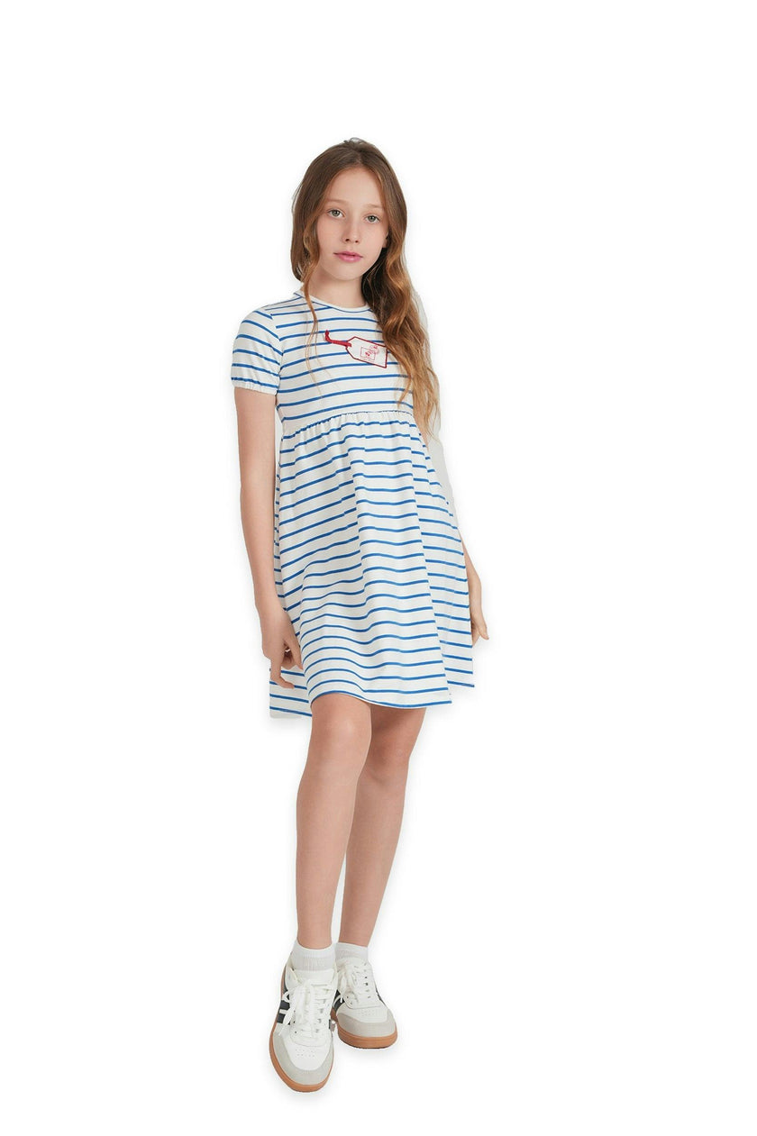 Striped Tag Applique Dress