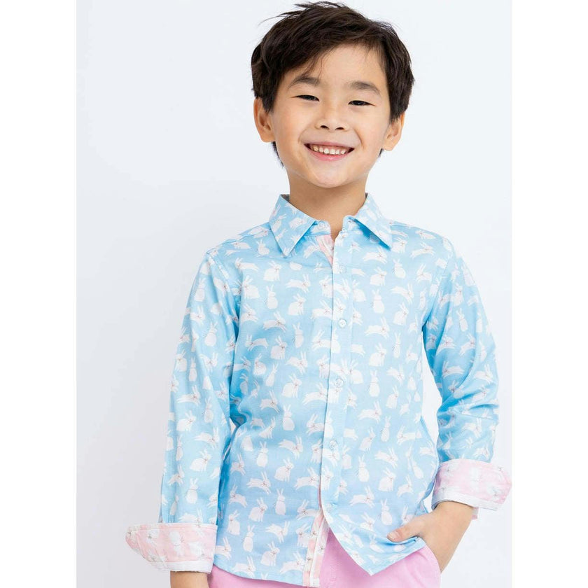 Bunnies in Blue Shirt in Long Sleeves