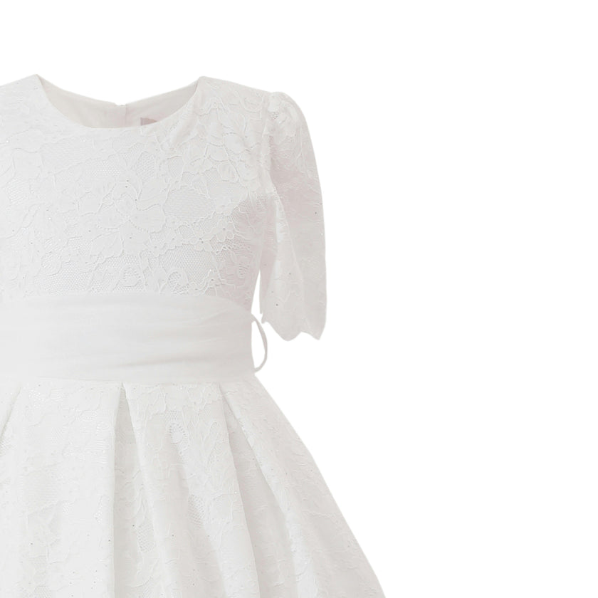 White Belciana Short Sleeve Lace Dress