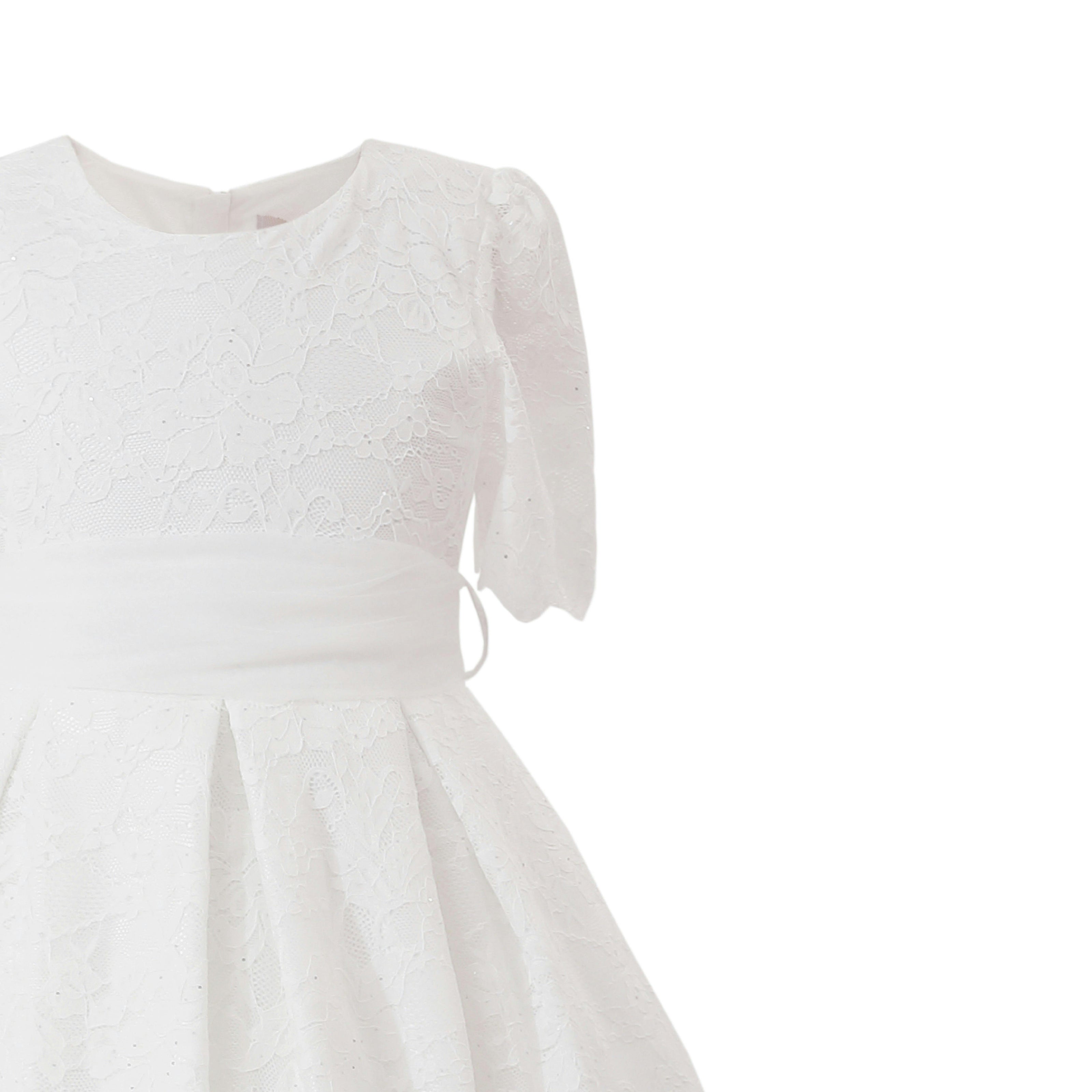 White Belciana Short Sleeve Lace Dress