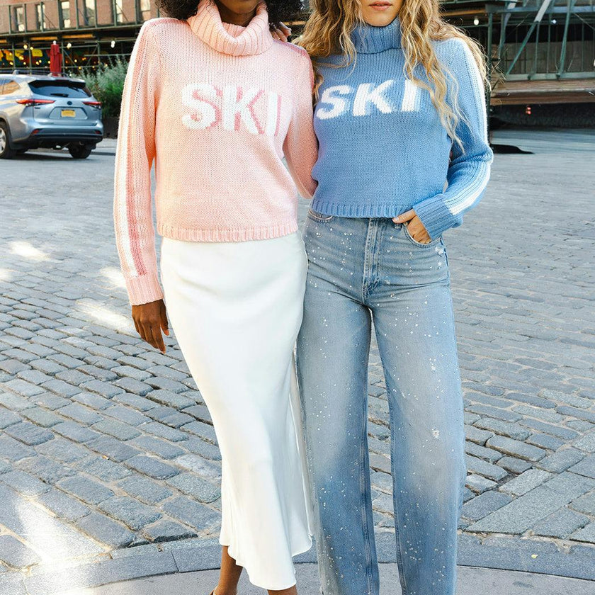 Womens Retro Ski Cropped Turtleneck