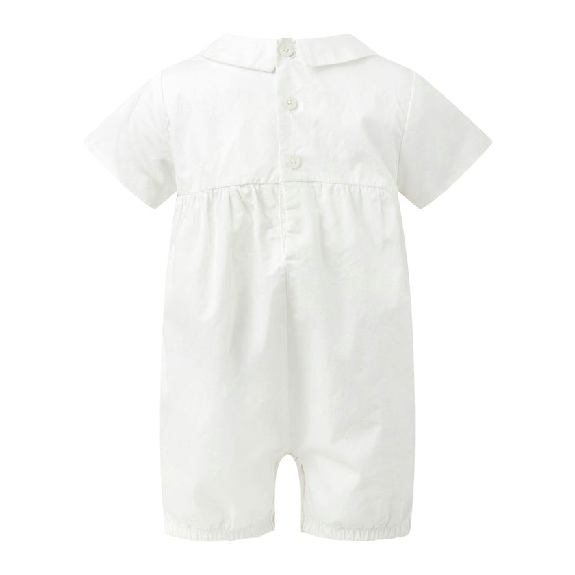 Satin Pintuck Romper and Bonnet