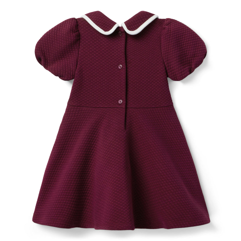 Quilted Puff Sleeve Dress, red