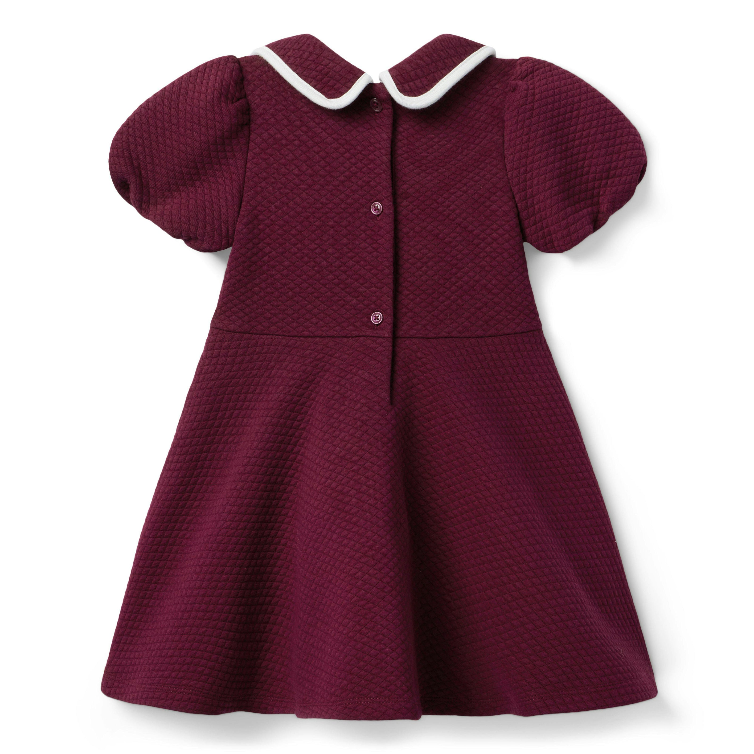 Quilted Puff Sleeve Dress, red