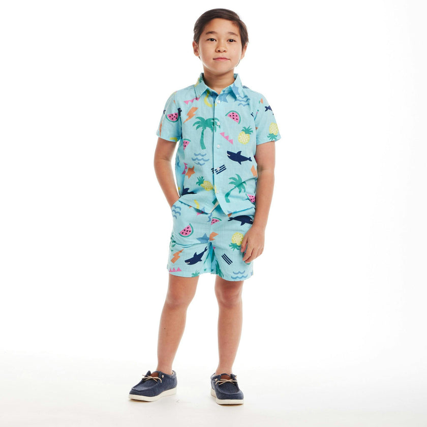 Kids 2-Piece Fun Print Matching Buttondown Set