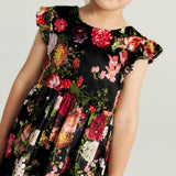 Posh Botanica Velour Bow Back Ruffled Dress