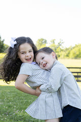 Check Dress with Pleated Skirt And Bows