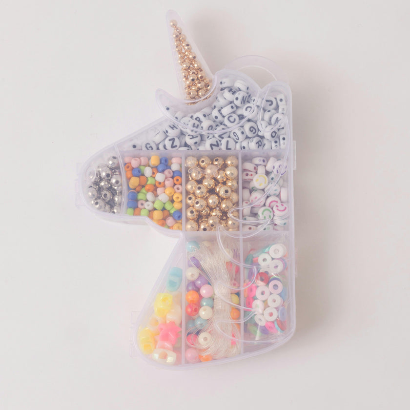 Mystical Unicorn Classic Alphabet Letter Bead with Rainbow Beads Stretchy Bracelet DIY Box