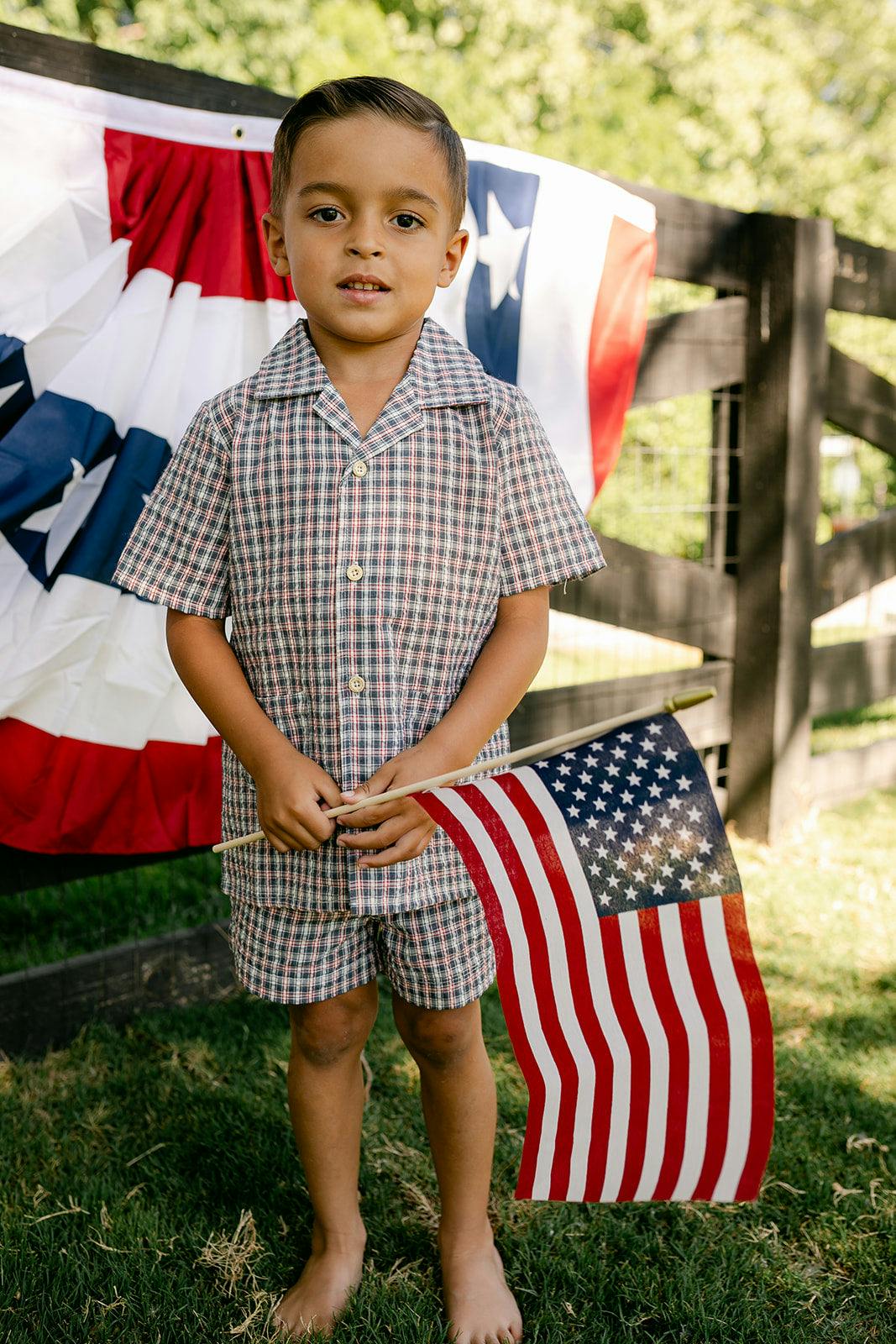 Rhodes Button Down Top - Americana Plaid