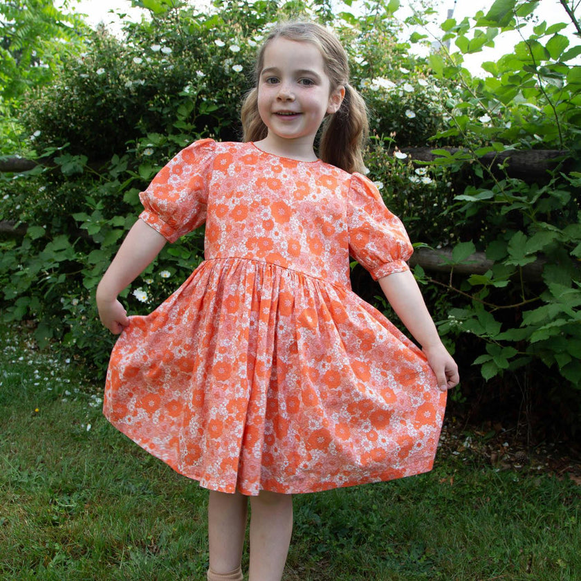 Girls Dress with Puff Sleeves
