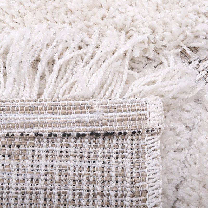 Homy Velvet Flat Woven Dotted Fringed Rectangular Rug