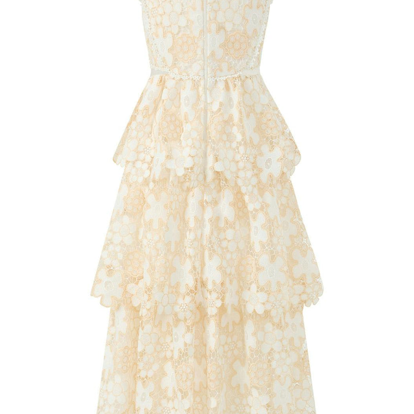 Haley Embroidered Frill Maxi Dress