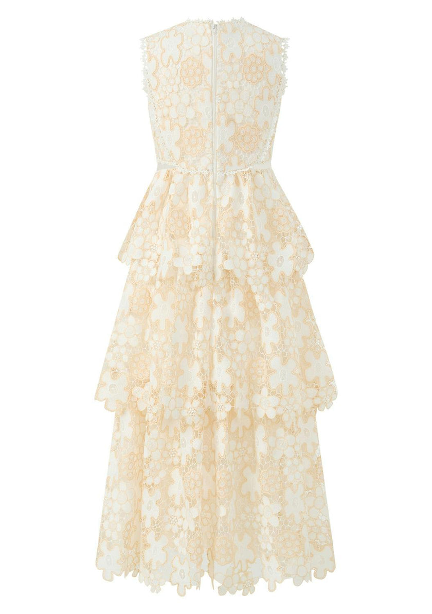 Haley Embroidered Frill Maxi Dress