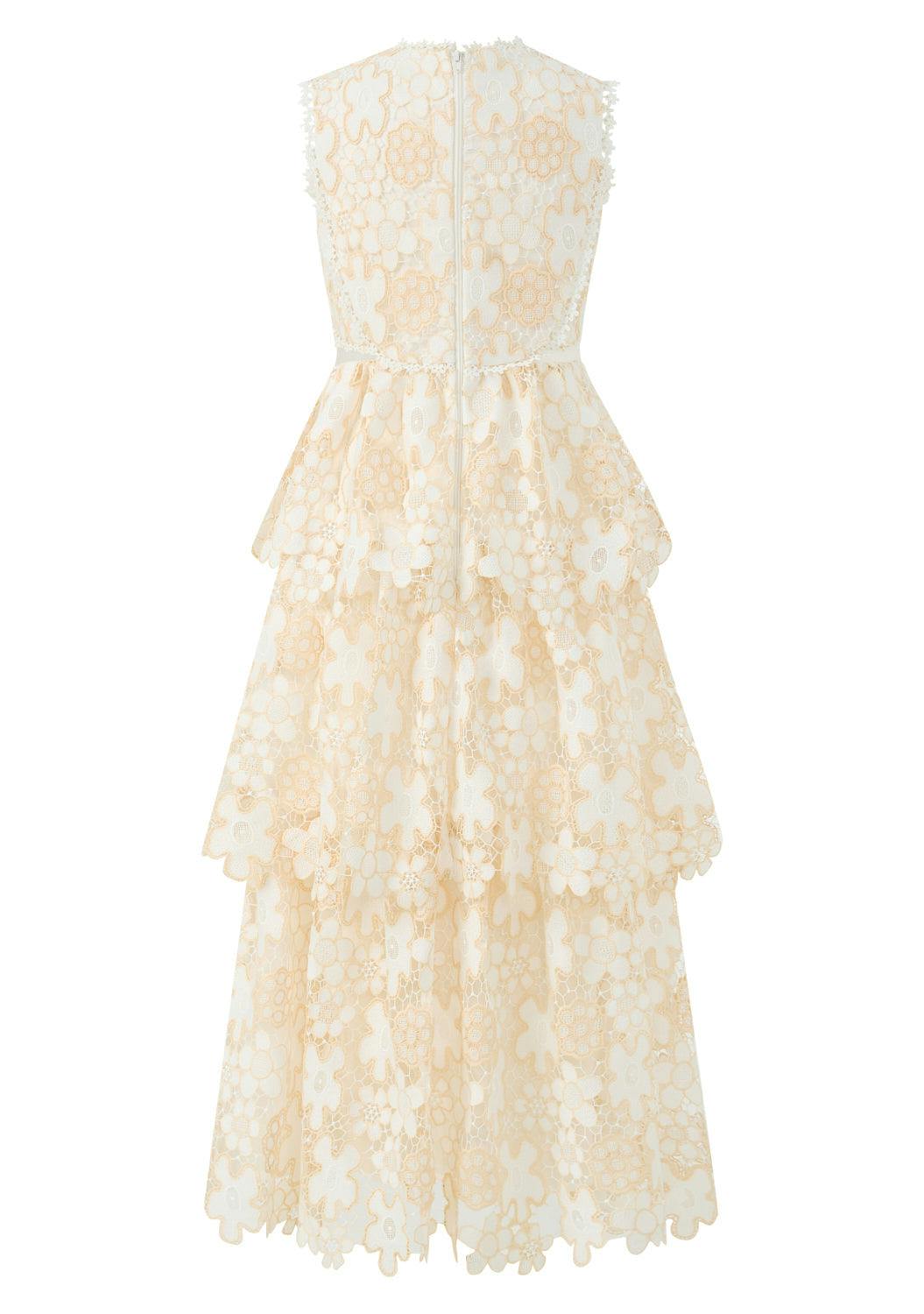 Haley Embroidered Frill Maxi Dress