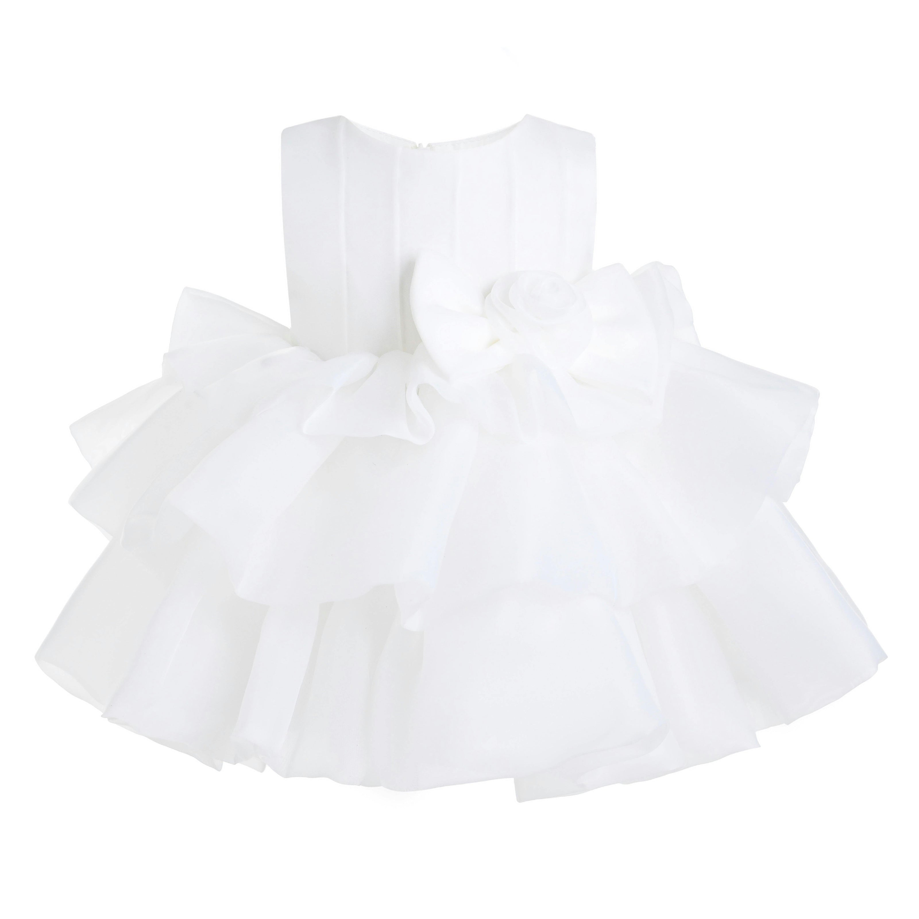 White Altheira Bow Ruffle Dress