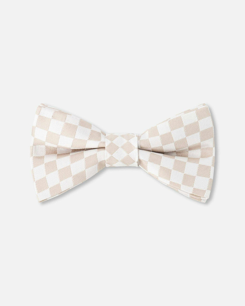 Bow Tie White And Sand Check