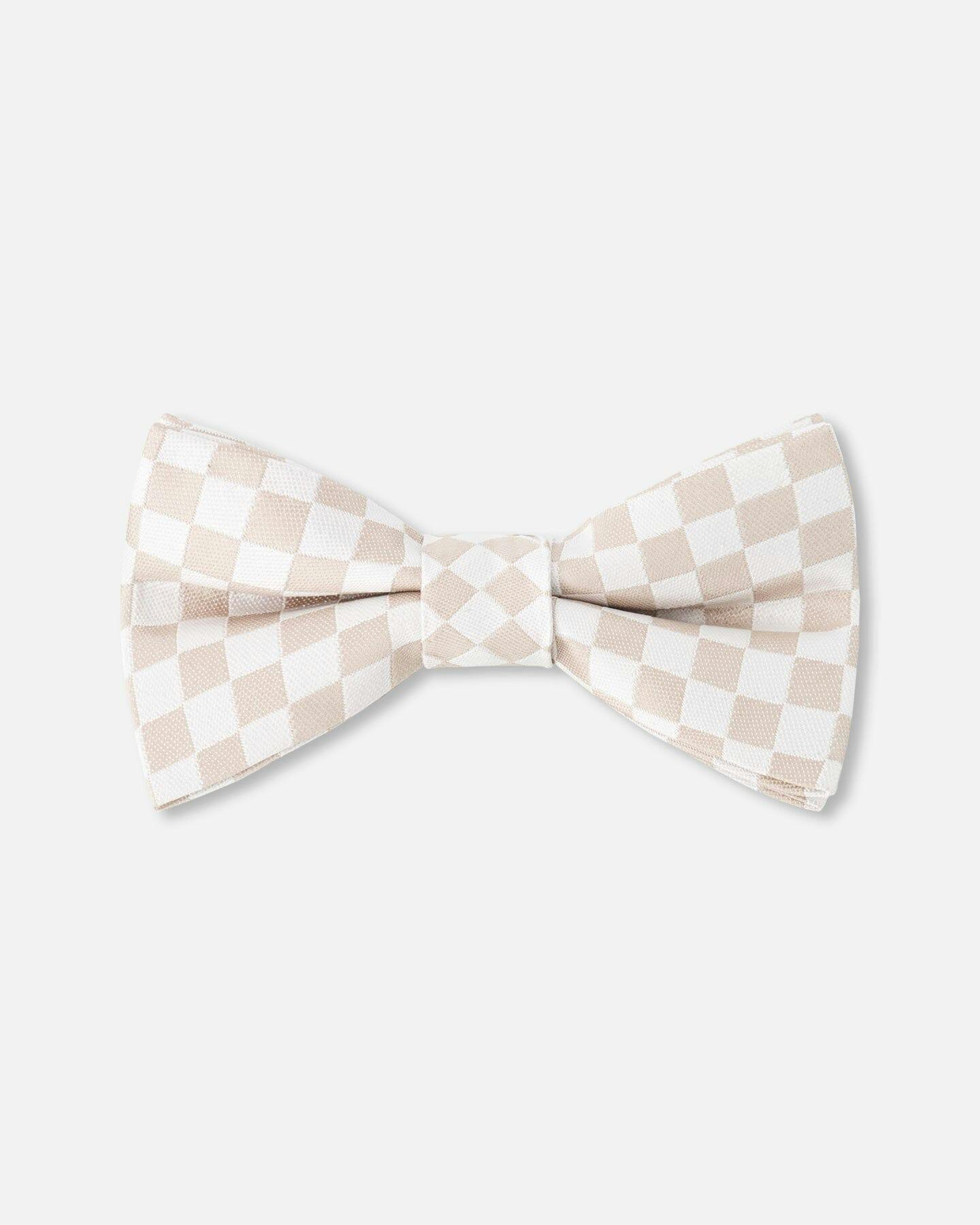 Bow Tie White And Sand Check