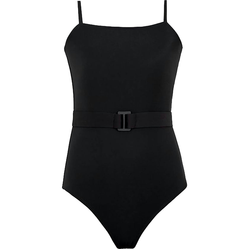 Brixtyn Spaghetti Straps Chic Belt One-Piece, Black