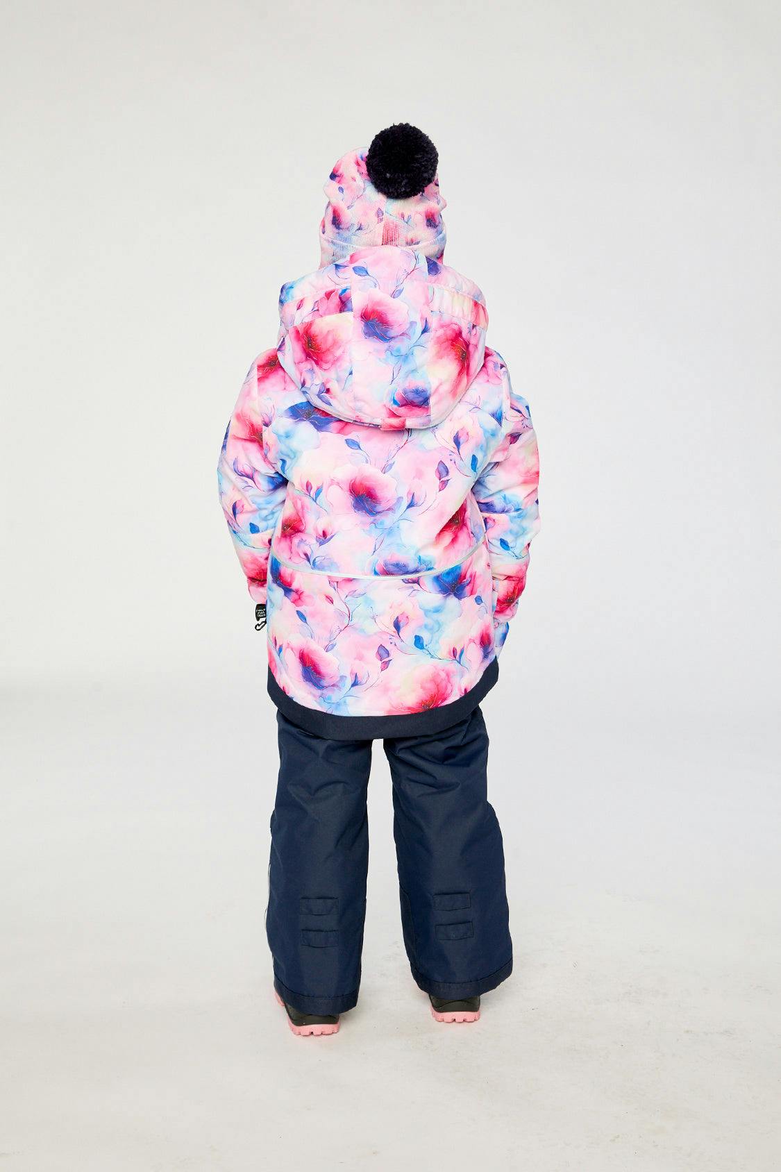 Two Piece Play Snowsuit Mauve Watercolor Floral Print With Navy Pants