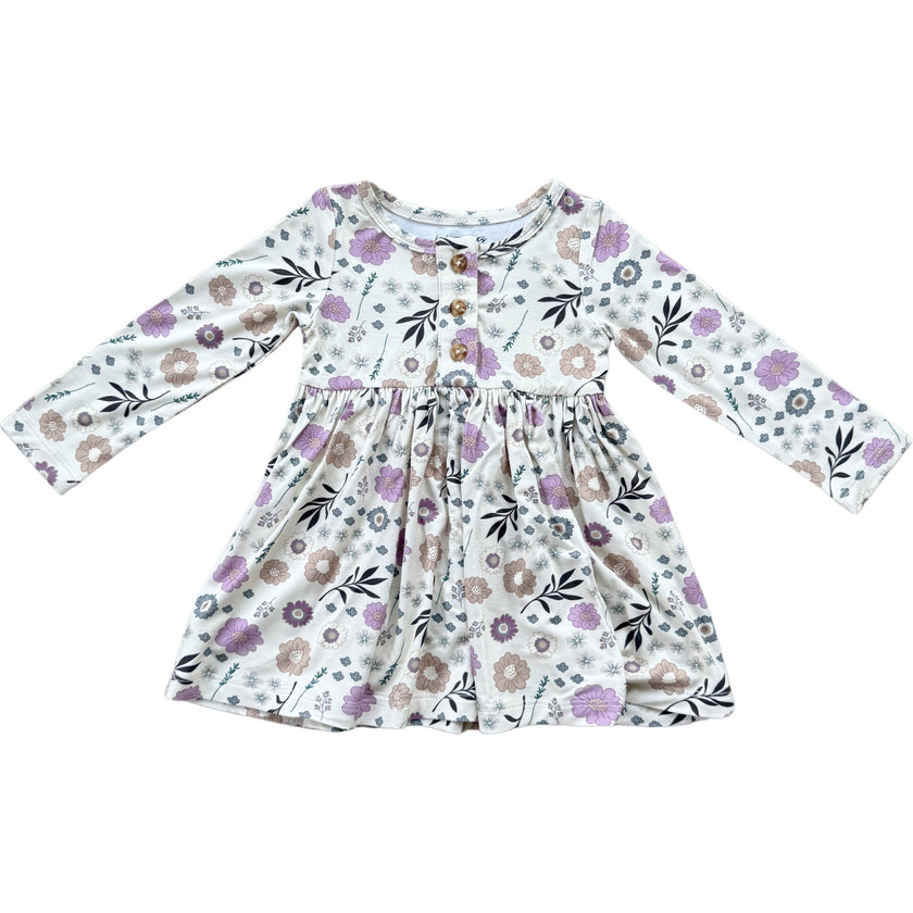 Long Sleeve Henley Dress Winter Floral