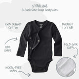 STERLING 3-Pack Side Snap Bodysuit