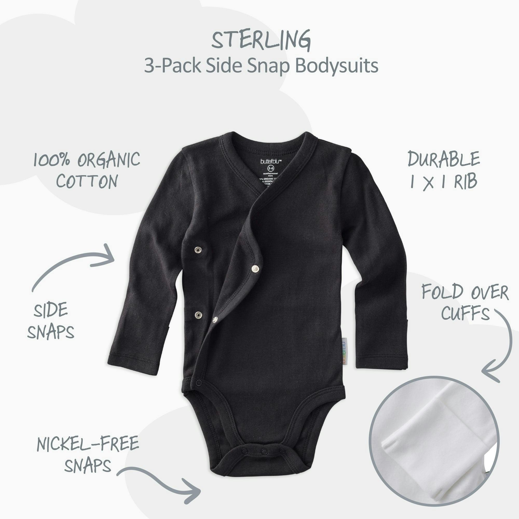 STERLING 3-Pack Side Snap Bodysuit