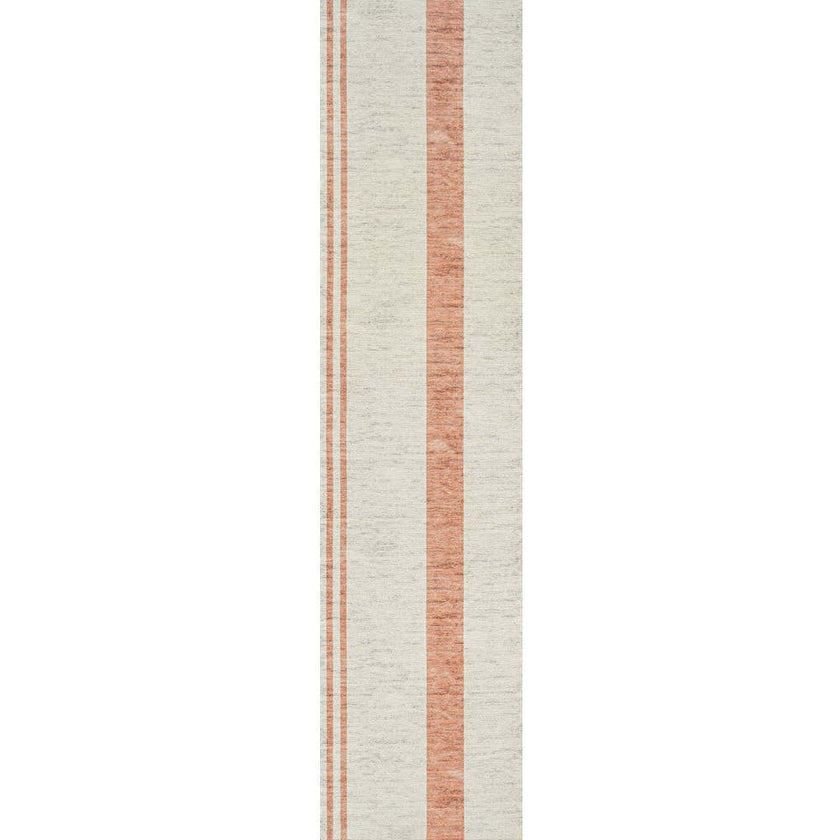 Raita Modern Distressed Stripe Machine-Washable Area Rug, White