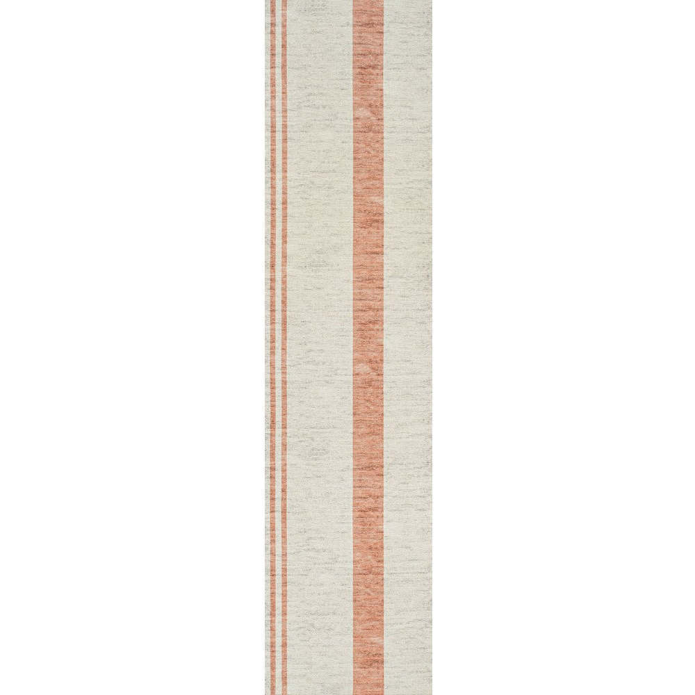 Raita Modern Distressed Stripe Machine-Washable Area Rug, White