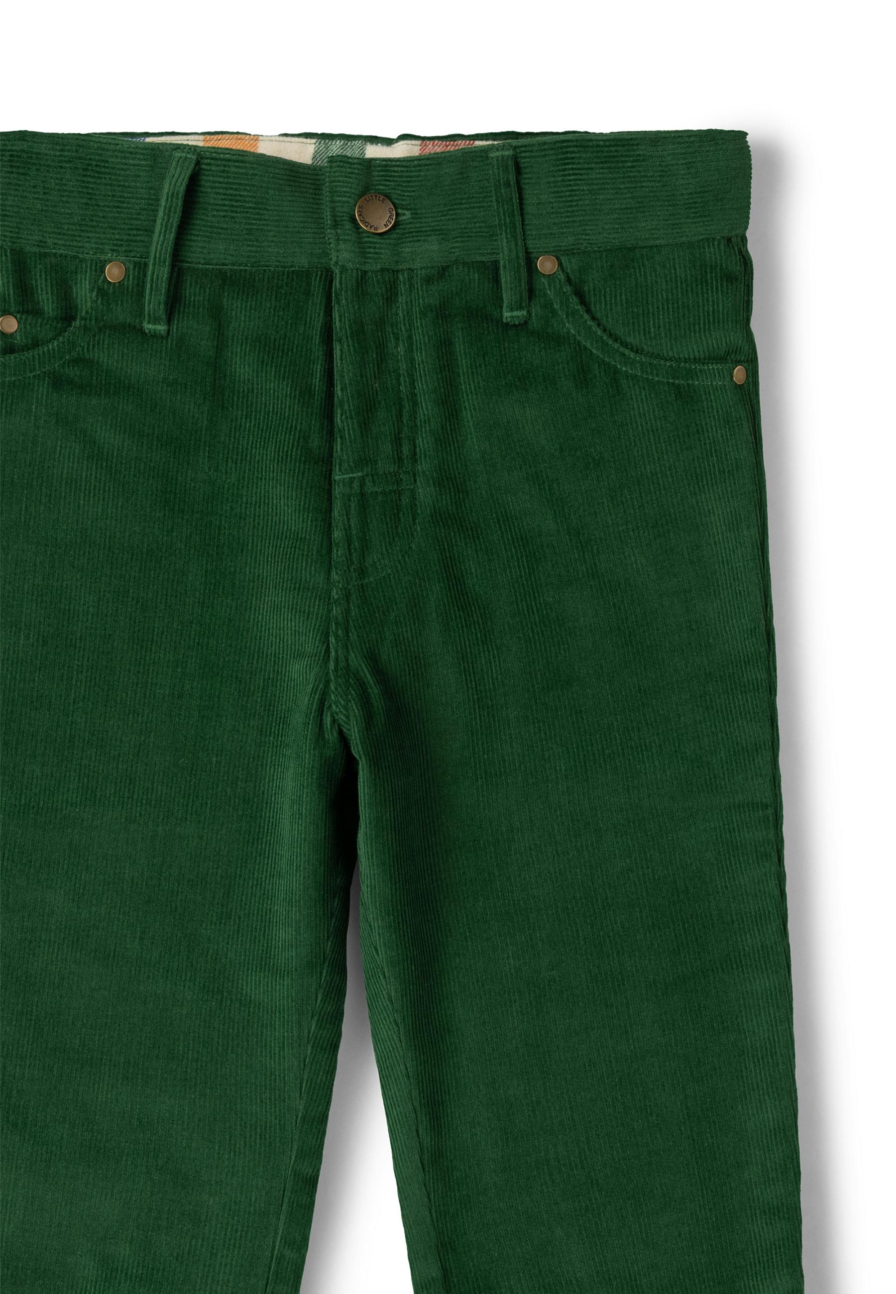 Olive Green Corduroy Lined Adventure Jeans, Green