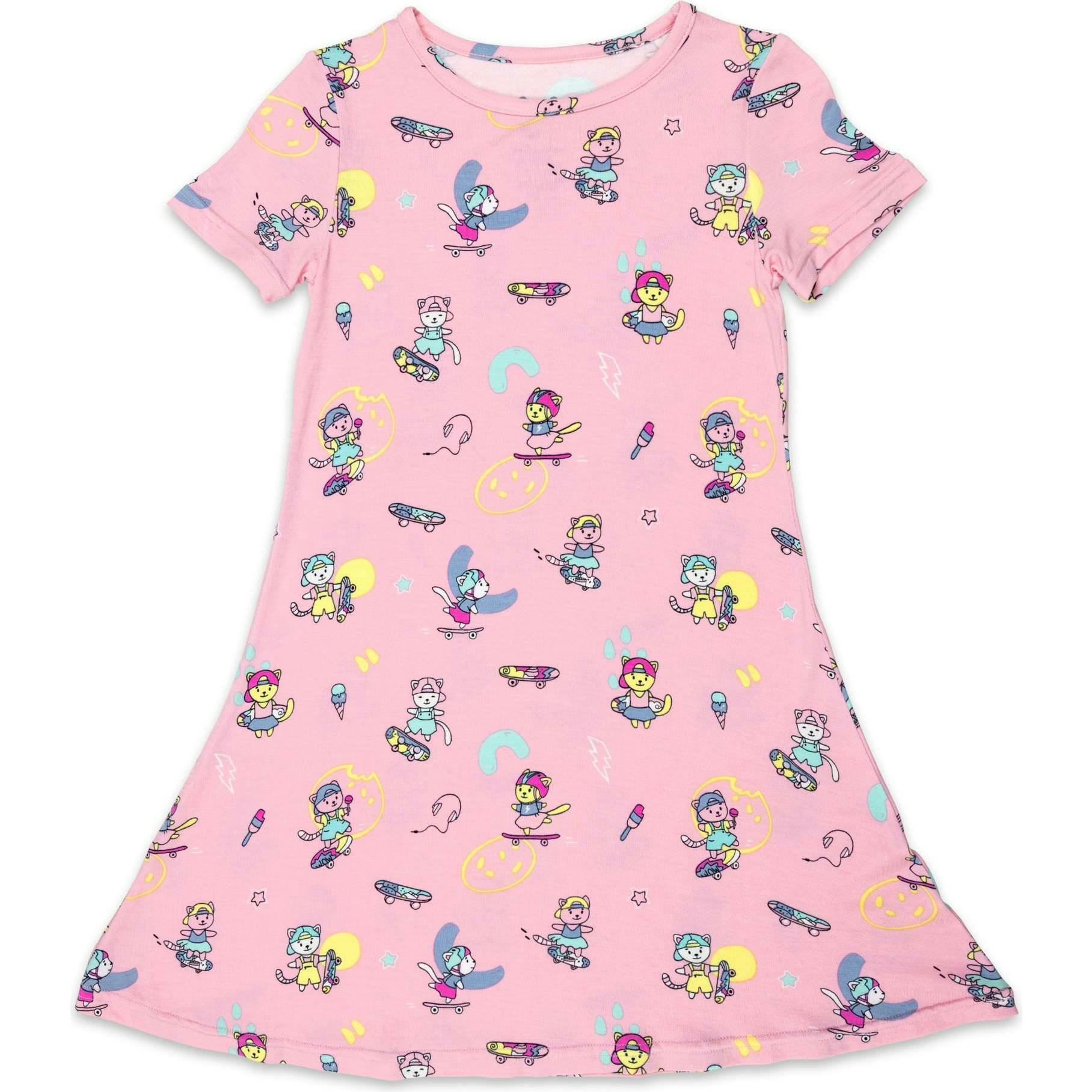 Skater Kitty Bamboo Girls' Long Sleeve Dress