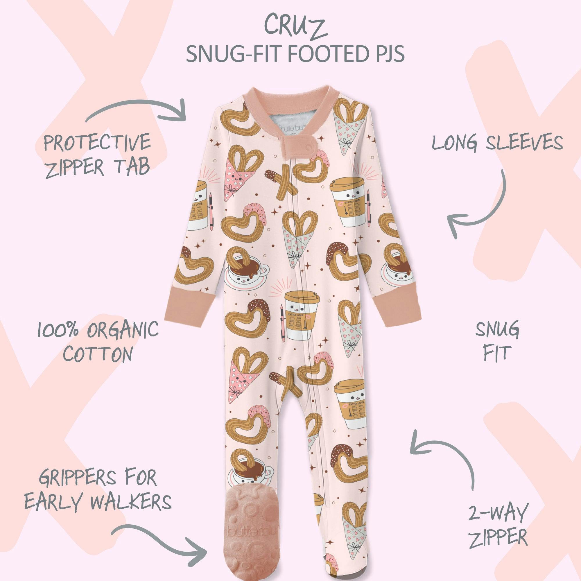 CRUZ Snug Fit Footed Baby Girls Pajamas