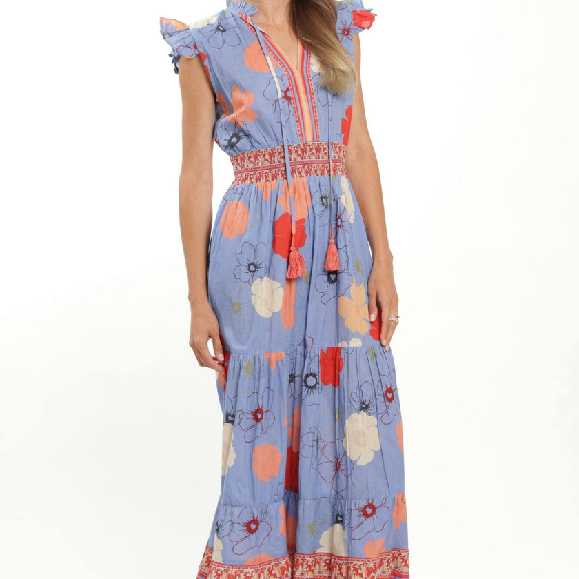 Anais Maxi  Dress - Blue Toile