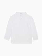 White Marco Boy Long Sleeve Polo Shirt