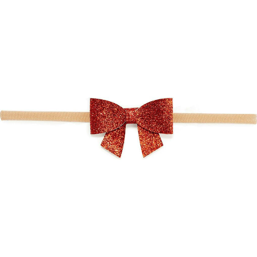 Red Glitter Bow Baby Headband