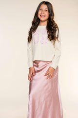 Washed Satin Maxi Skirt