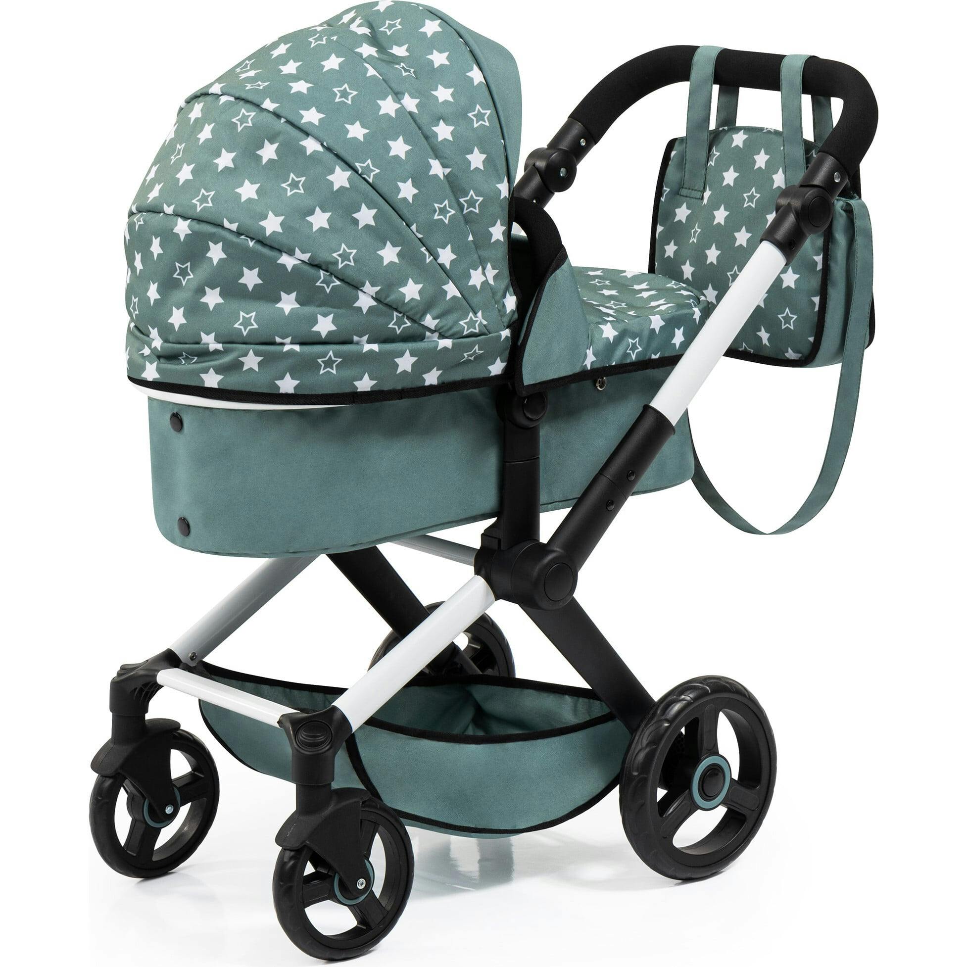 Bayer Design Dolls: Pram Xeo - Stars Green & White