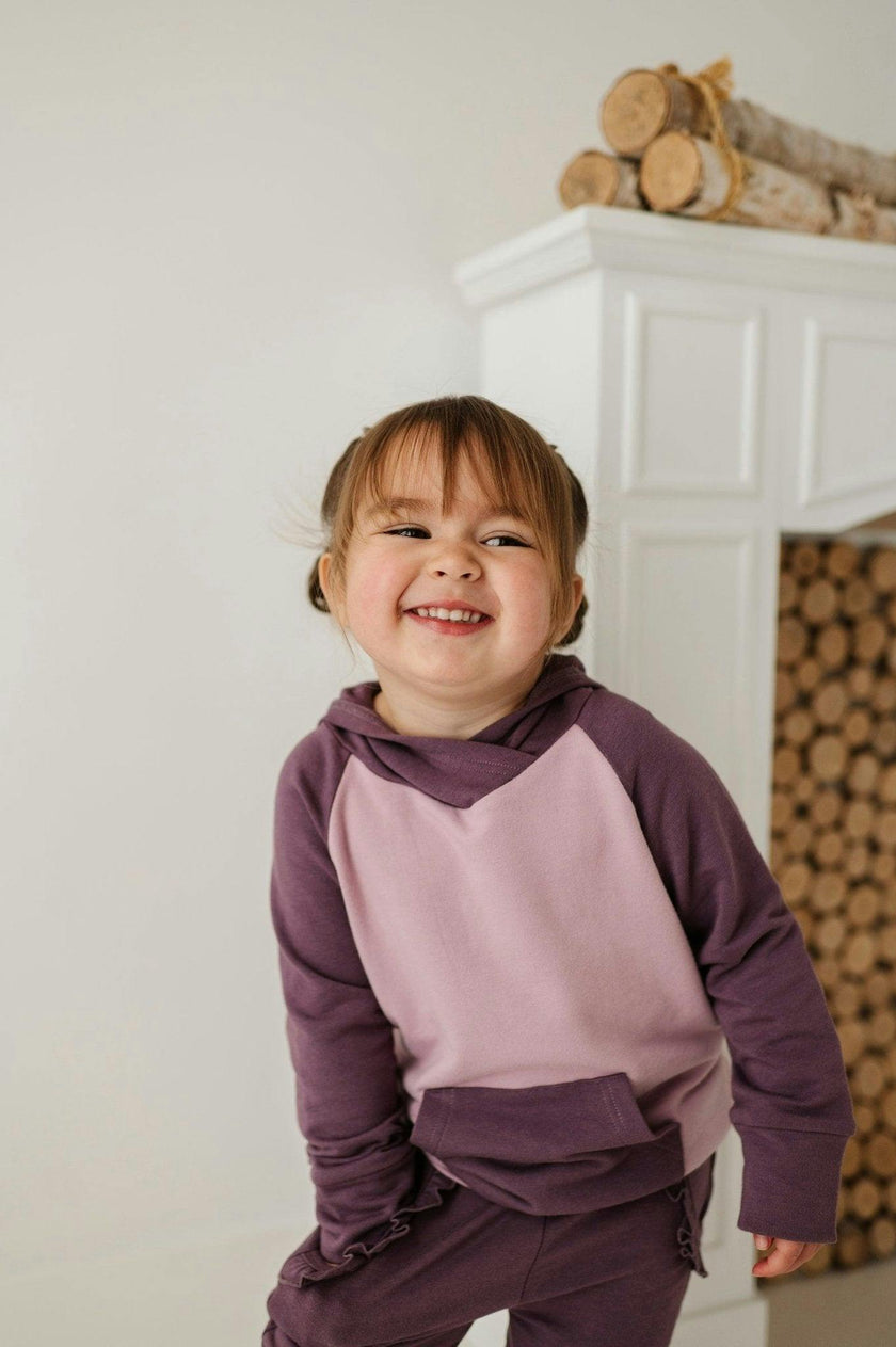 Girls Raglan Hoodie in Plum