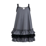 Gray Ruffle Strap Dress