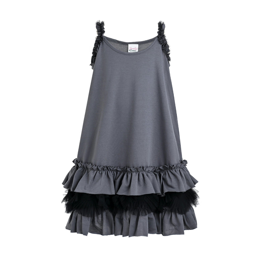 Gray Ruffle Strap Dress