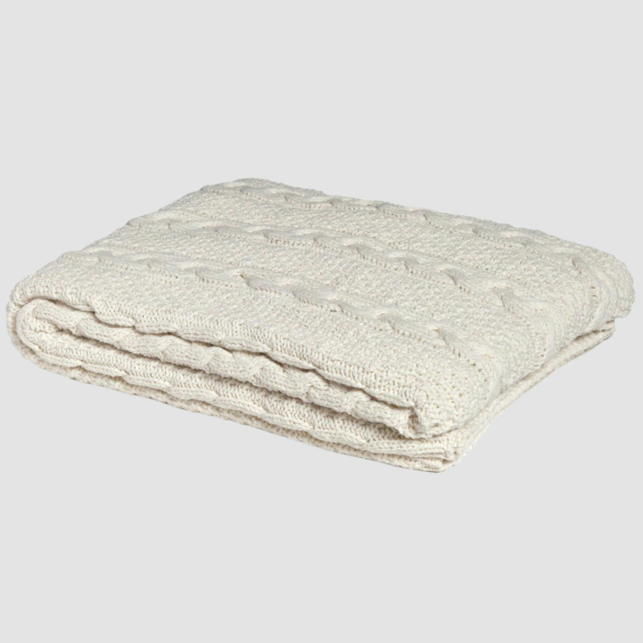 Textured Sustainable Knit Throw Blanket - Chunky Cable