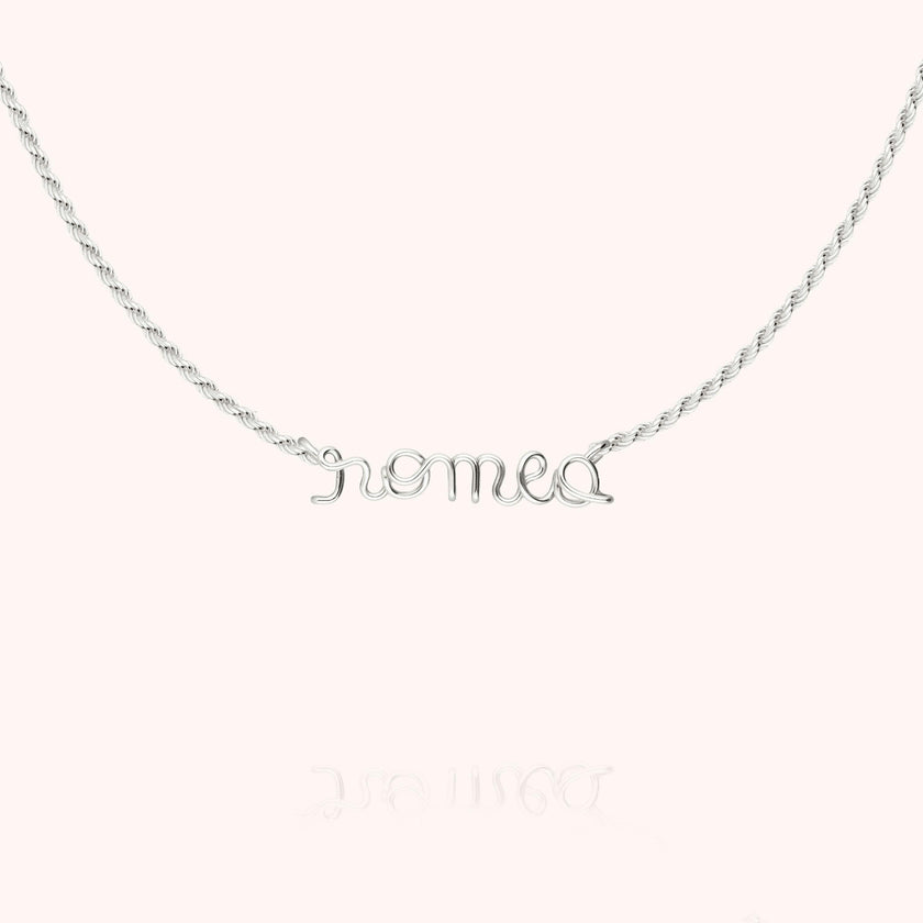 Women's Personalized Rope Chain Necklace, Silver 925