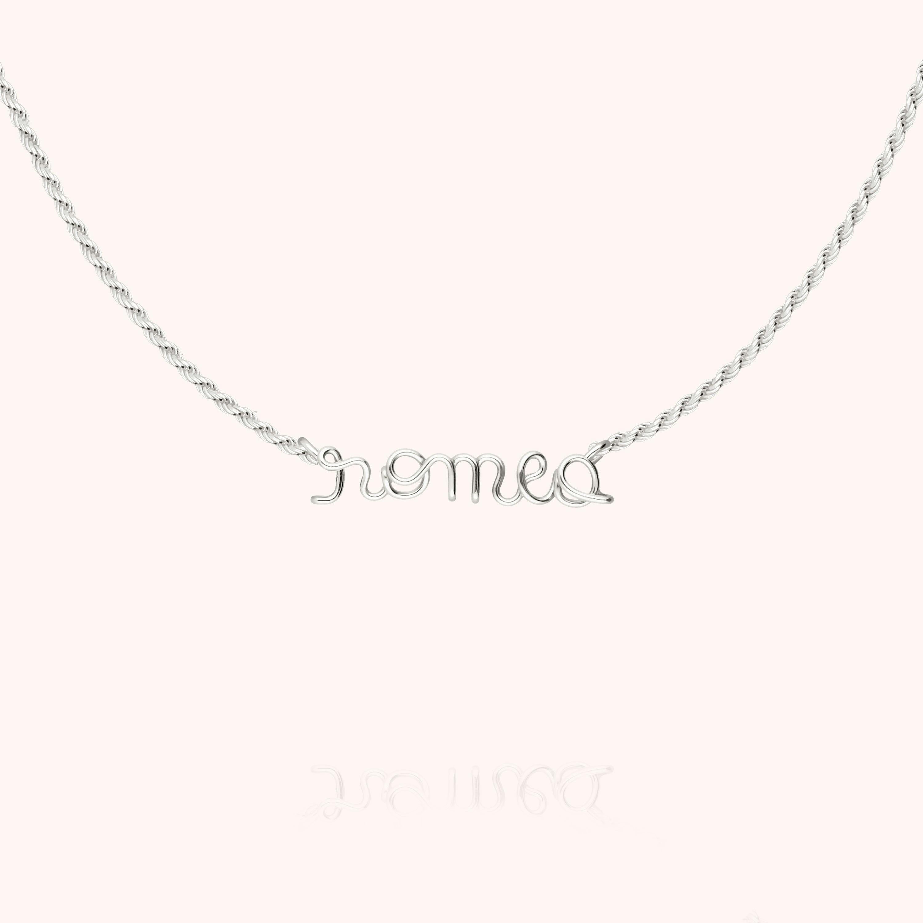 Women's Personalized Rope Chain Necklace, Silver 925