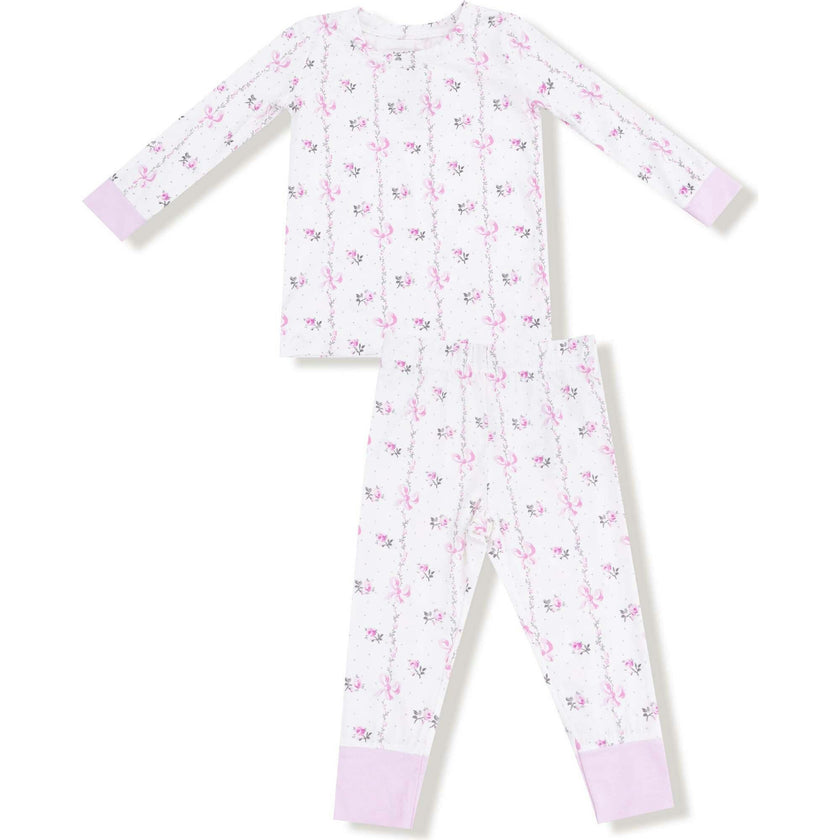 Dainty Buds and Bows Stripe - Long Sleeve Loungewear Set