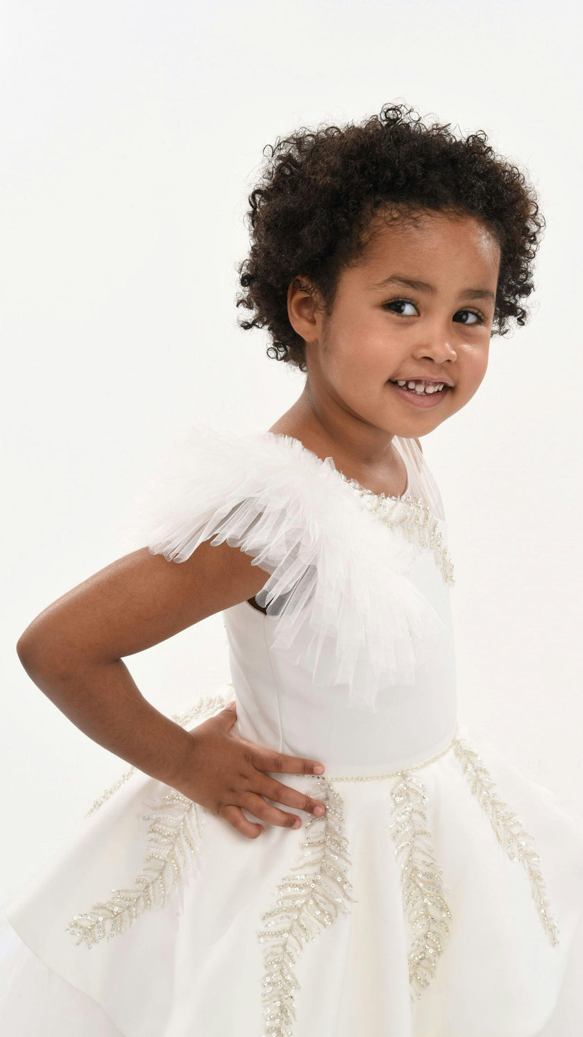 White Villanova Embroidered Tiered Dress