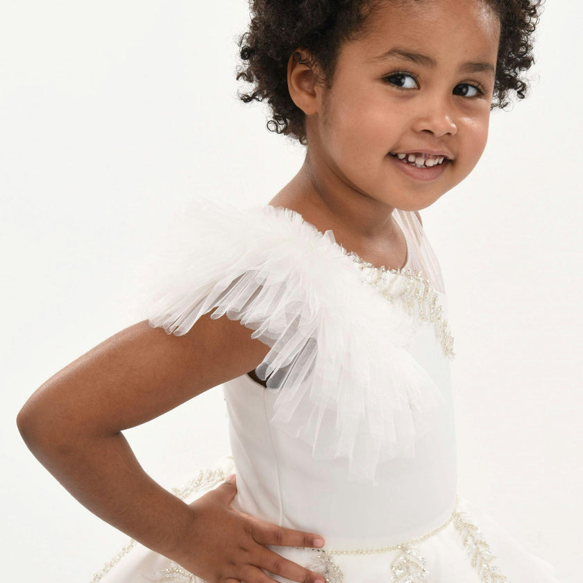 White Villanova Embroidered Tiered Dress