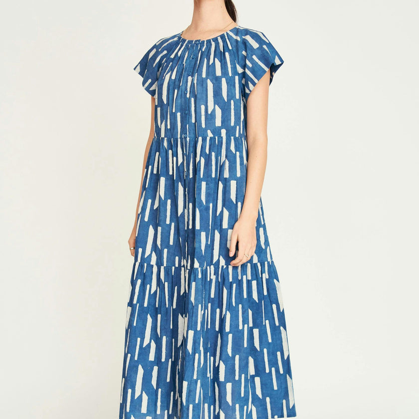 Vienna Maxi Dress in Indigo Rainfall