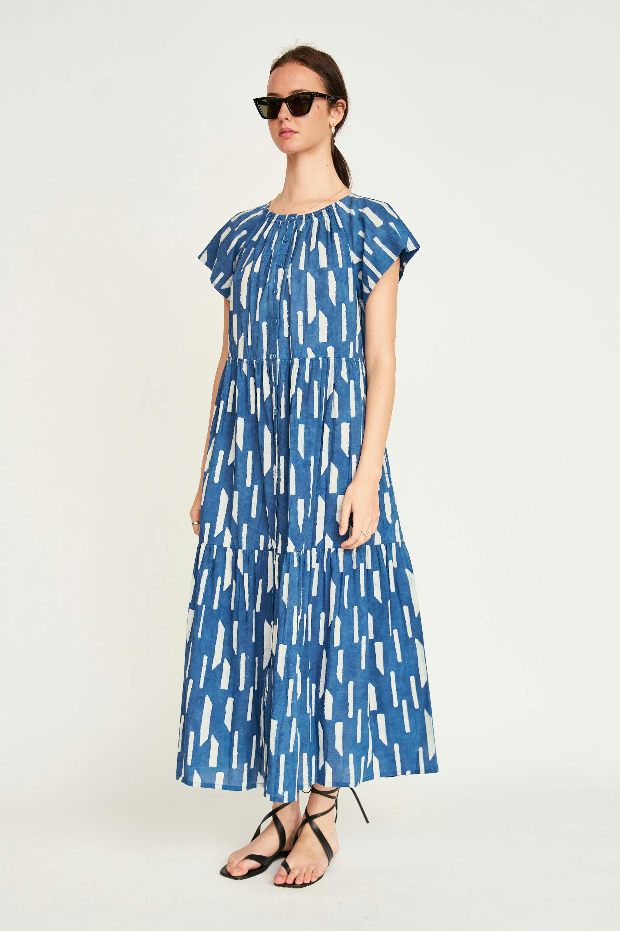 Vienna Maxi Dress in Indigo Rainfall
